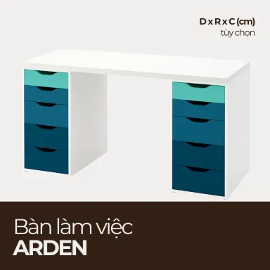 ARDEN, Bàn Làm Việc - Bàn Học Xanh, BLV_001, 10 Hộc, 160x60x75cm, Nội thất HGF HOANG GIANG