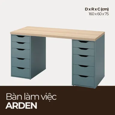 ARDEN, Bàn Làm Việc - Bàn Học Xanh, BLV_001, 10 Hộc, Chiềudàix60x75cm, Nội thất HGF