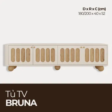 BRUNA, Tủ Tivi 4 Cánh Phủ Sơn 2K Thiết Kế Hiện Đại Tiện Nghi, TTV_037,Chiềudàix40x52cm, Nội thất HGF