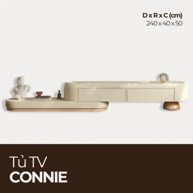 CONNIE, Tủ Tivi 2 Hộc Kéo Phong Cách Hiện Đại Độc Đáo Phủ Sơn 2K, TTV_045, 240x40x50cm, Nội thất HGF