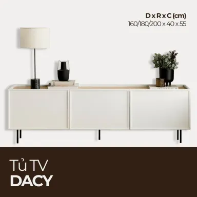 DACY, Tủ Tivi 3 Cánh Phong Cách Hiện Đại Phủ Sơn 2K, TTV_047, Chiềudàix40x55cm, Nội thất HGF