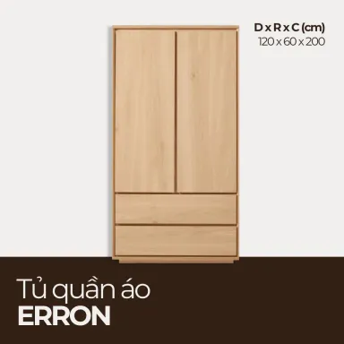 ERRON, Tủ Quần Áo Gỗ Phong Cách Tối Giản, TQA_023, 120x60x200cm, Nội thất HGF