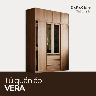 VERA, Tủ Quần Áo Gỗ MDF Hiện Đại Sang Trọng, TQA_039, Chiều dài x 60 x chiều cao cm, Nội thất HGF