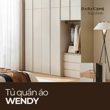 WENDY, Tủ Quần Áo Gỗ MDF Hiện Đại Sang Trọng, TQA_040, Chiều dài x 60 x Chiều cao cm,, Nội thất HGF