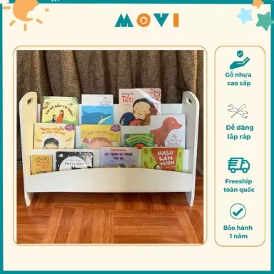 Kệ sách cho bé, giá sách, kệ sách gỗ, kệ sách Montessori 3 tầng Movi