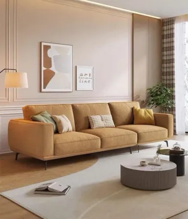 Sofa Băng Ngang 2m Khung Gỗ Nệm Bọc Vải/Da