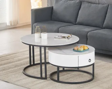 Bàn Trà Luxury Mặt Đá | Khung Kim Loại - Ngăn Kéo Tiện Ích | Space T Pick