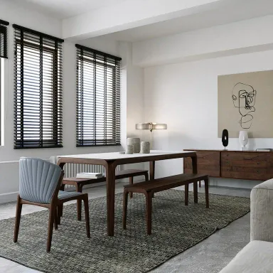 Bàn mặt đá LILY - Gỗ Walnut