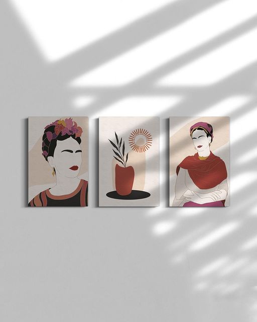 Bộ 3 Tranh Frida Kahlo Artist Modern Art