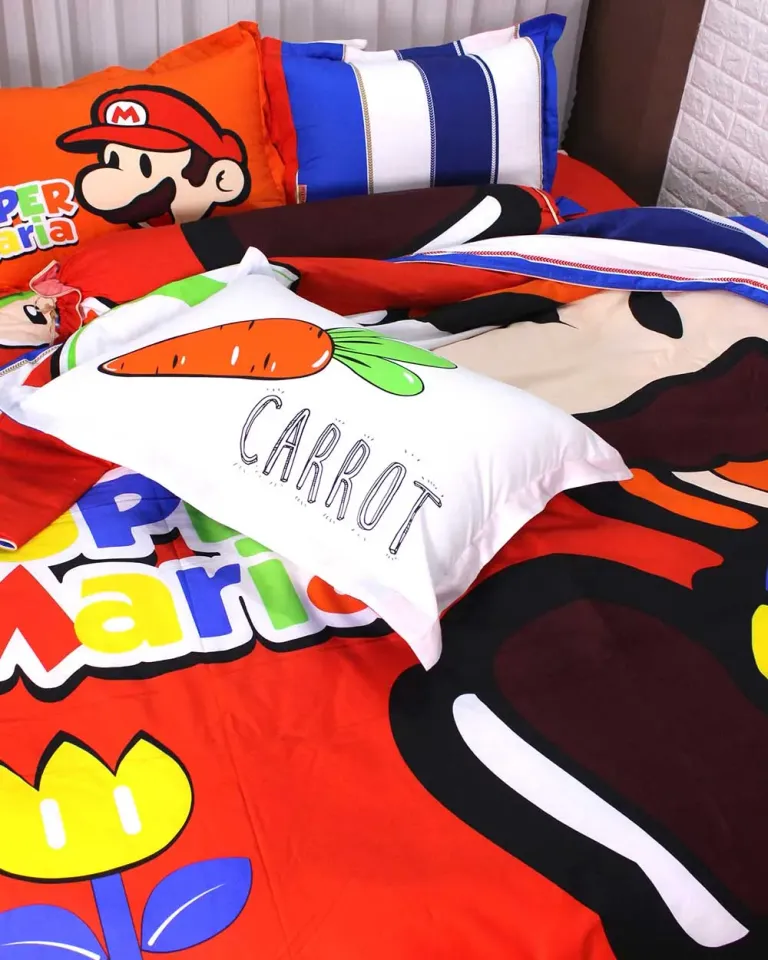 Bộ Chăn Ga Gối Cotton Mario