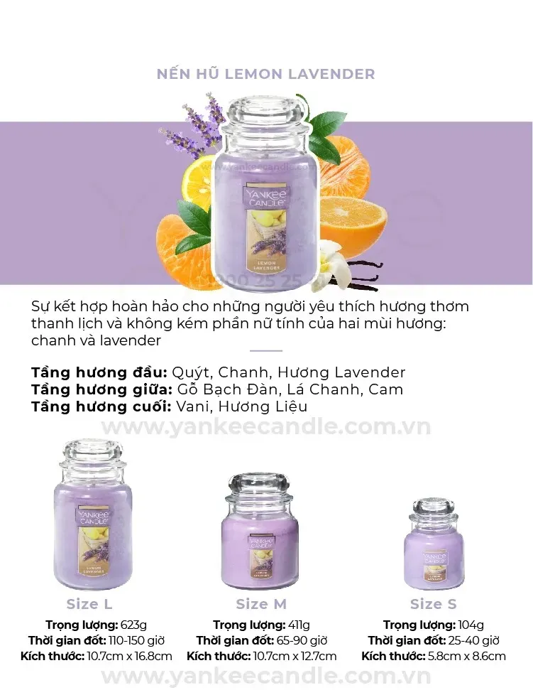 Nến Hũ Mùi Lemon Lavender Size S