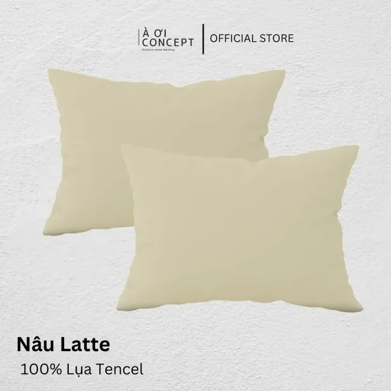 Vỏ Gối Nằm Lụa Tencel 60s Trơn Màu Nâu Latte