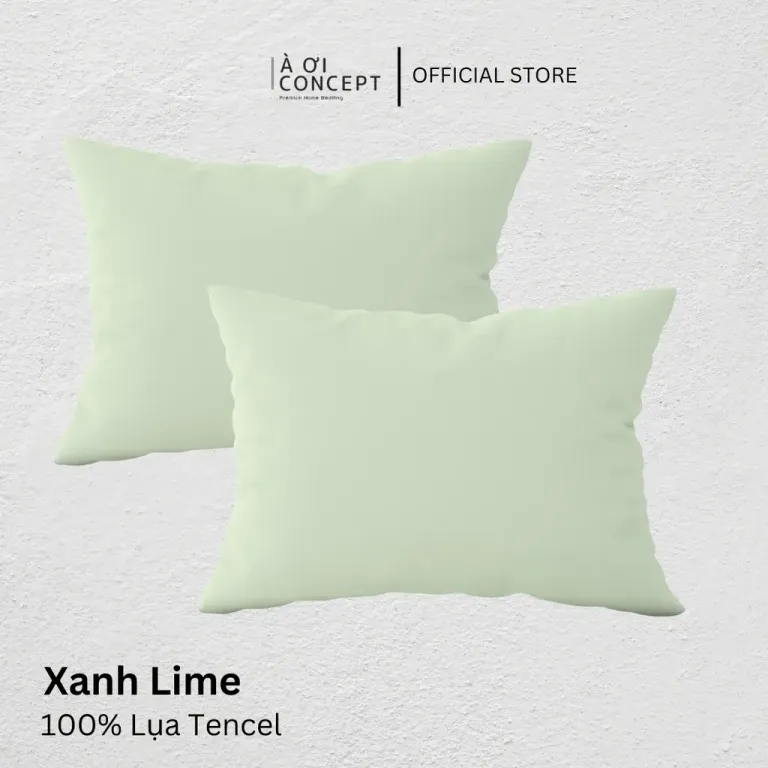 Vỏ Gối Nằm Lụa Tencel 60s Trơn Màu Xanh Lime