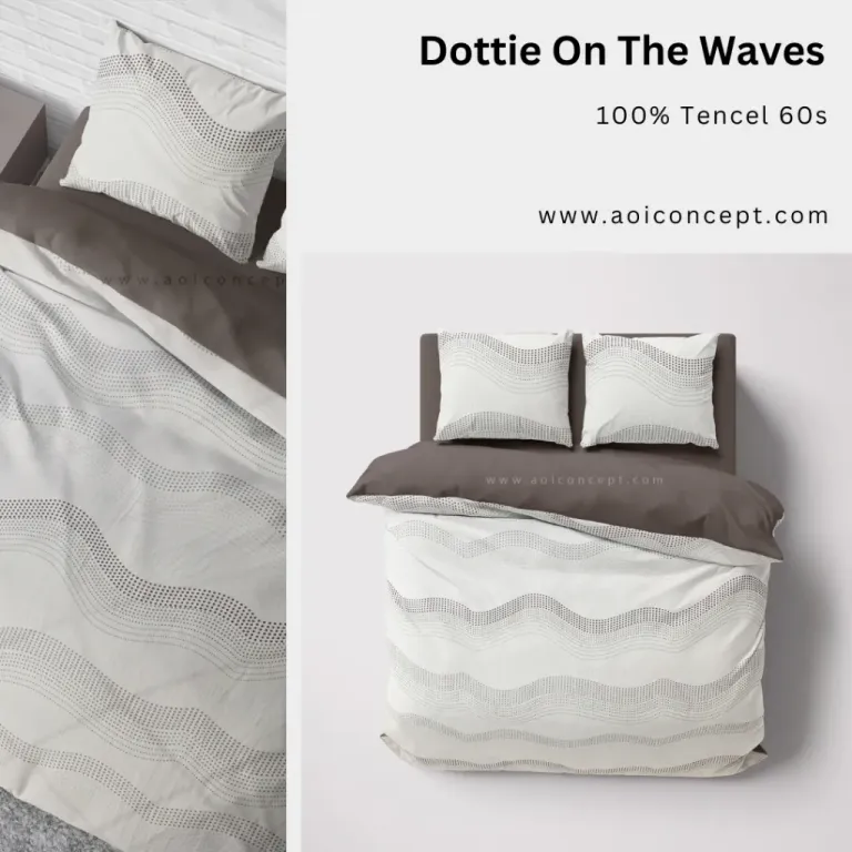 Bộ Chăn Ga Gối 4 Món Lụa Tencel Họa Tiết Dottie On The Waves