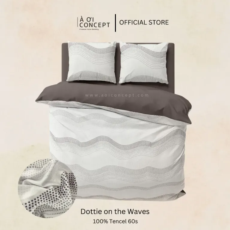 Bộ Chăn Ga Gối 5 Món Lụa Tencel Họa Tiết Dottie On The Waves