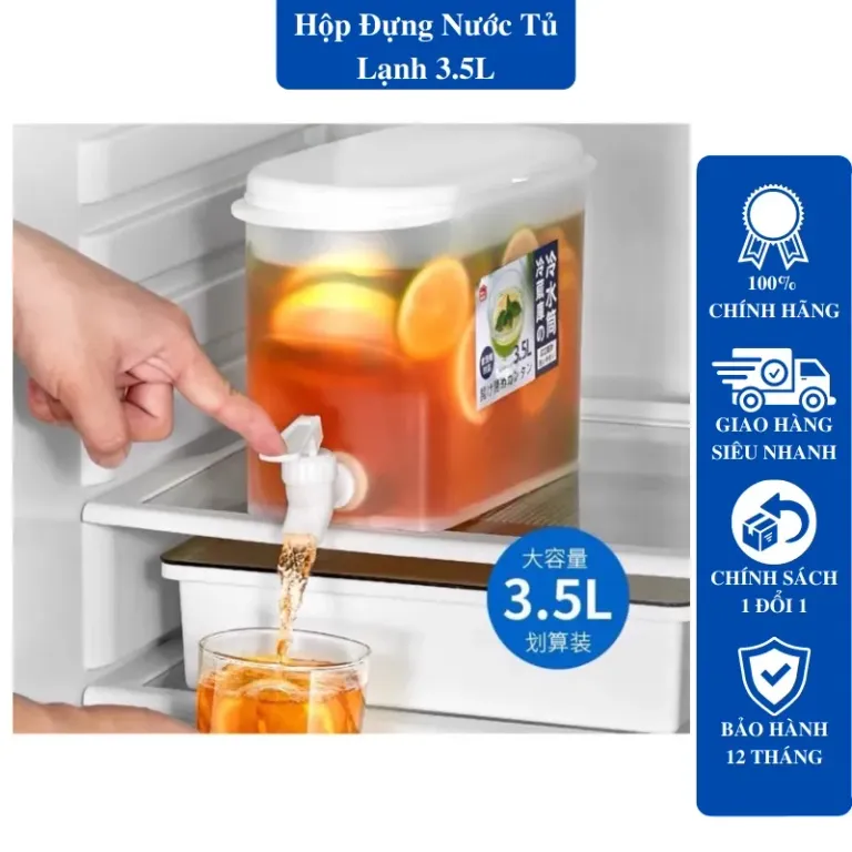 Bình Nước Hoa Quả 3,5L Nhựa PP Có Vòi Thông Minh