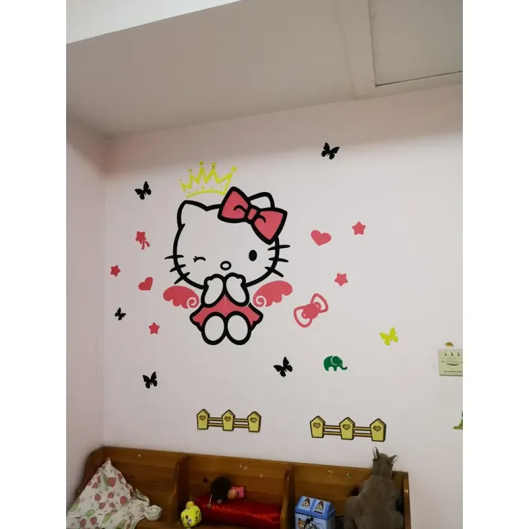 Tranh Dán Tường Mica 3D Khổ Lớn Hello Kitty Đôi Cánh Thiên Thần Kiểu 12