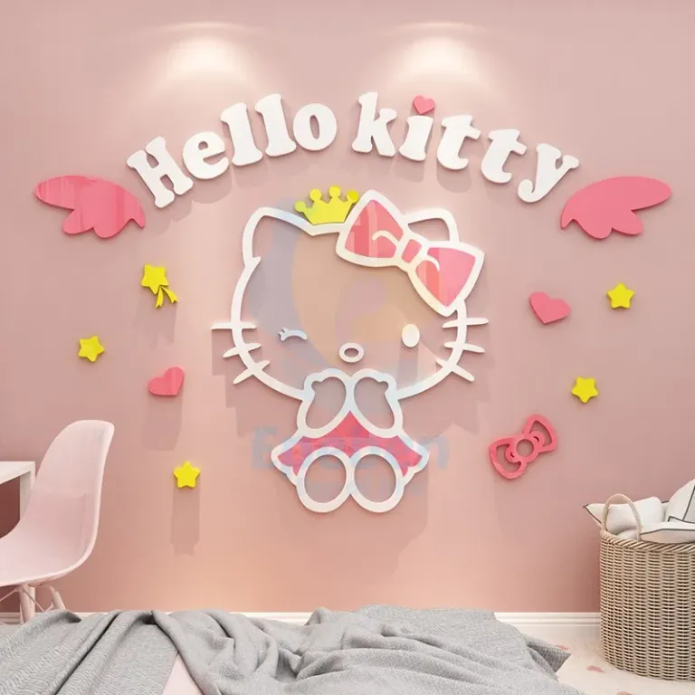 Mua Tranh Dán Tường Mica 3D Khổ Lớn Hello Kitty Đôi Cánh Thiên ...