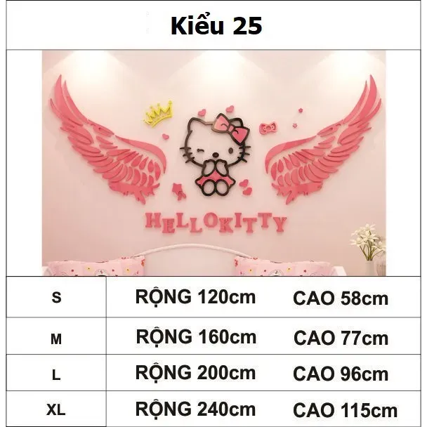 Tranh Dán Tường Mica 3D Khổ Lớn Hello Kitty Kiểu 25