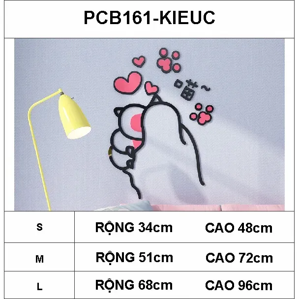 Tranh Dán Tường Mica 3D Khổ Lớn Bàn Tay Chân Mèo Bắn Thả Tim Kiểu C