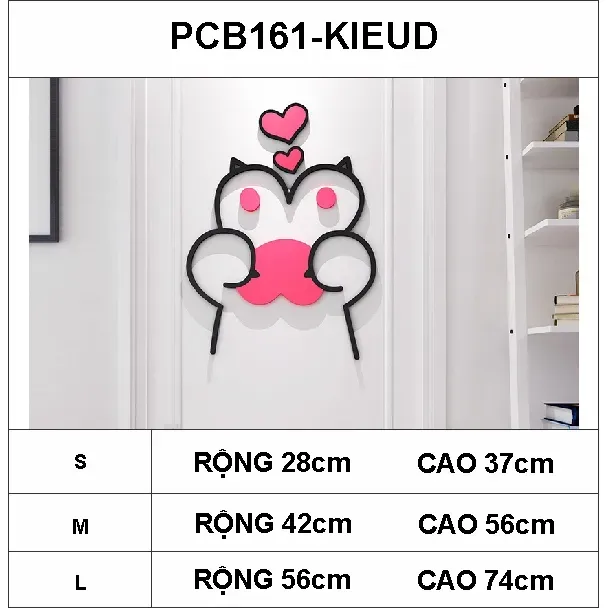Tranh Dán Tường Mica 3D Khổ Lớn Bàn Tay Chân Mèo Bắn Thả Tim Kiểu D