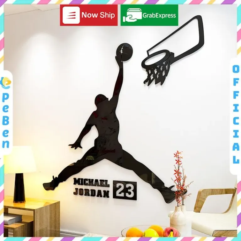 Mua Tranh Dán Tường Mica 3D Khổ Lớn Ngôi Sao Bóng Rổ NBA Michael ...