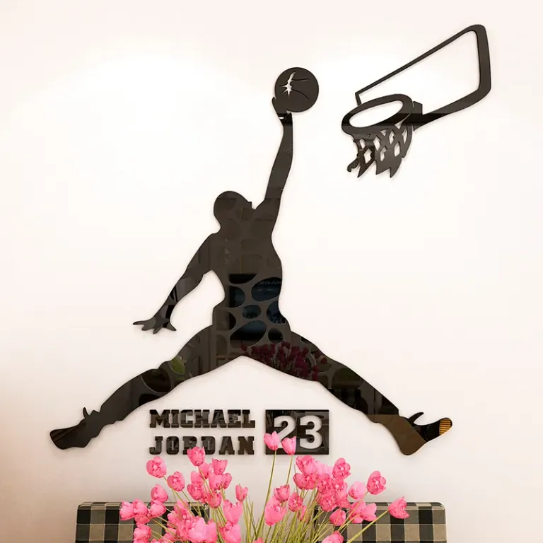 Tranh Dán Tường Mica 3D Khổ Lớn Ngôi Sao Bóng Rổ NBA Michael Jordan Kiểu B