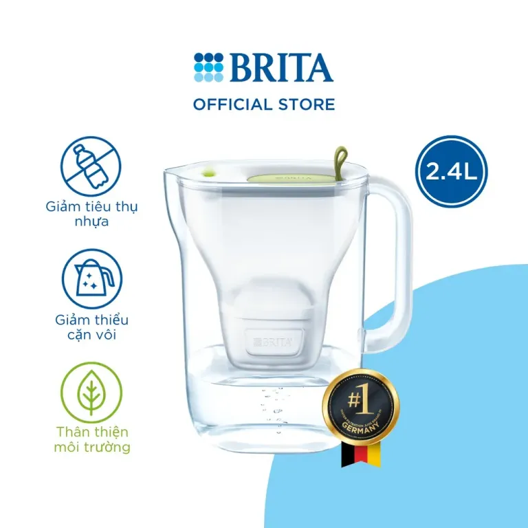 Bình Lọc Nước BRITA Style Lime 2.4L Có Sẵn 1 Lõi Lọc Maxtra+ & SmartLight