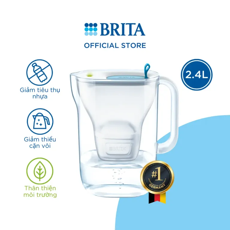 Bình Lọc Nước BRITA Style Blue 2.4L Có Sẵn 1 Lõi Lọc Maxtra+ & SmartLight