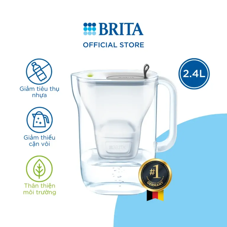 Bình Lọc Nước BRITA Style Grey 2.4L Có Sẵn 1 Lõi Lọc Maxtra+ & SmartLight