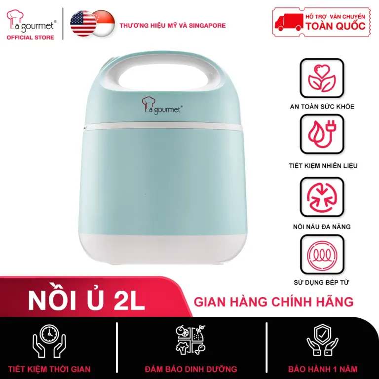 Nồi Ủ Chân Không Giữ Nhiệt Đa Năng Nấu Chậm Làm Mềm La Gourmet 2L Xanh/Hồng