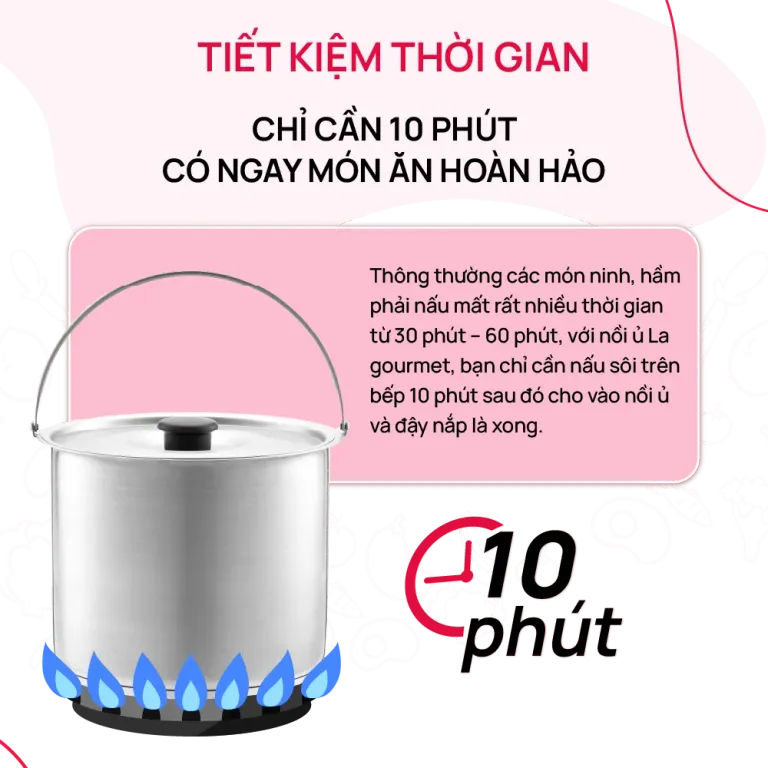 Nồi Ủ Chân Không Giữ Nhiệt Nấu Chậm Làm Mềm La Gourmet 5L Đa Năng