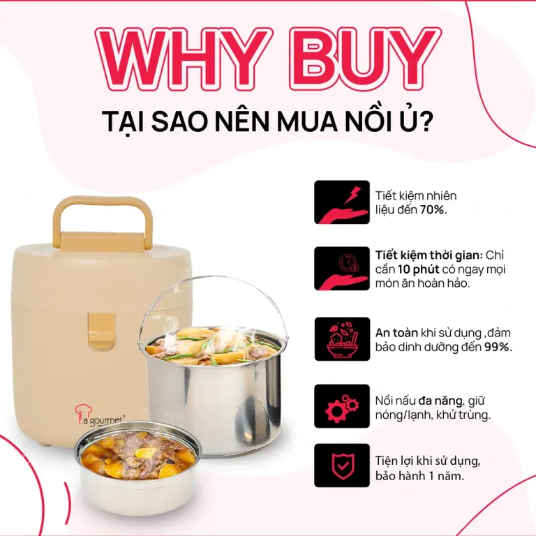 Nồi Ủ Giữ Nhiệt Nấu Chậm Làm Mềm Thức Ăn La Gourmet 2.5L Đa Năng