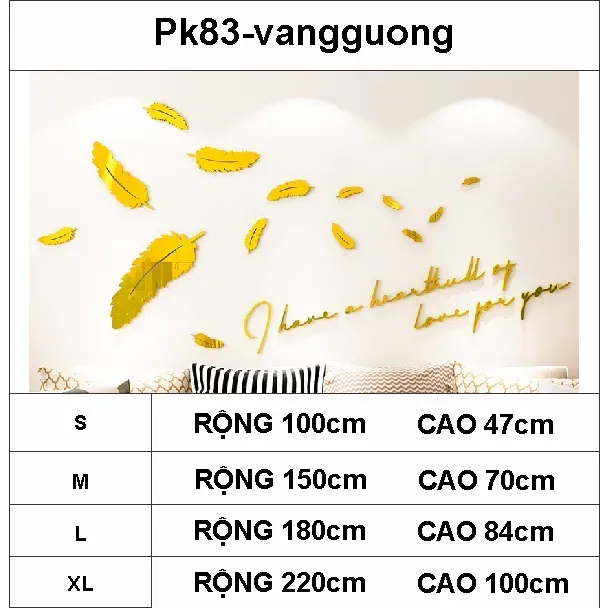 Tranh Dán Tường Mica 3D Khổ Lớn Lông Vũ Nhiều Size