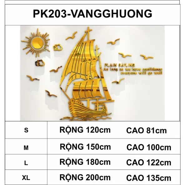 Tranh Dán Tường Mica 3D Khổ Lớn Thuyền Buồm