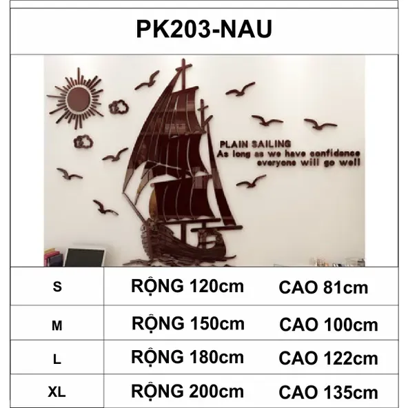 Tranh Dán Tường Mica 3D Khổ Lớn Thuyền Buồm