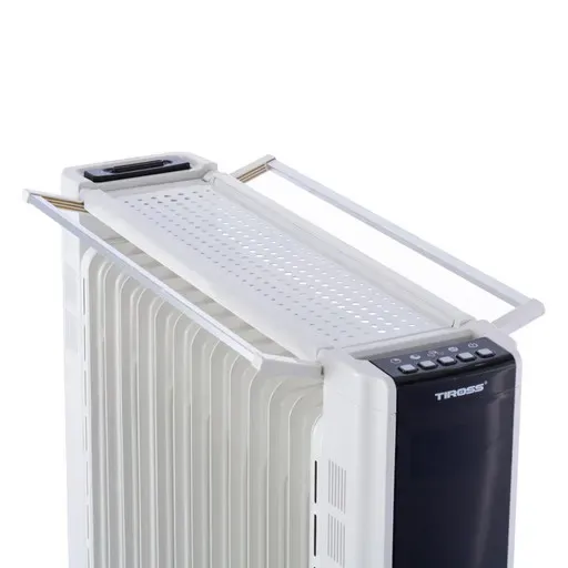 Lò Sưởi Dầu 13 Thanh TIROSS 2500W Có Điều Khiển, Hẹn Giờ, Giá Phơi