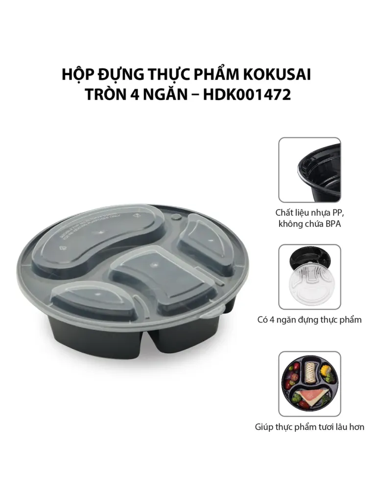 Hộp Đựng Thực Phẩm Kokusai Tròn 4 Ngăn