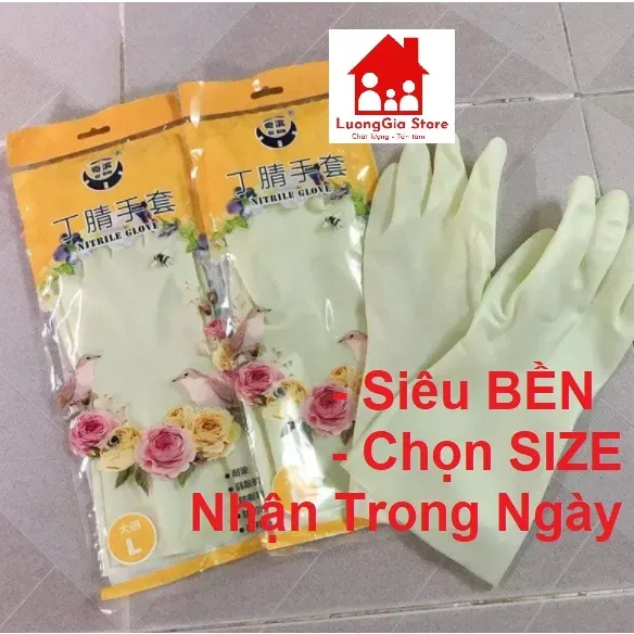 Găng Tay Cao Su Hoa Hồng Siêu Dai Loại Dài Chống Trơn Trượt Không Mùi