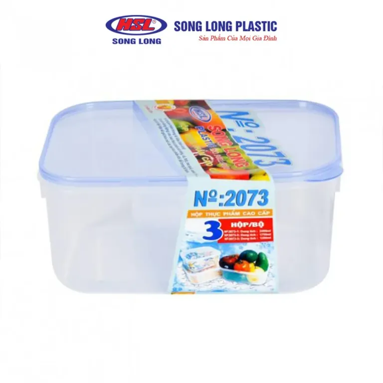 Bộ 3 Hộp Nhựa Lạnh Bầu 600ml-1200ml-1650ml Đựng Thực Phẩm Có Nắp Song Long Plastic