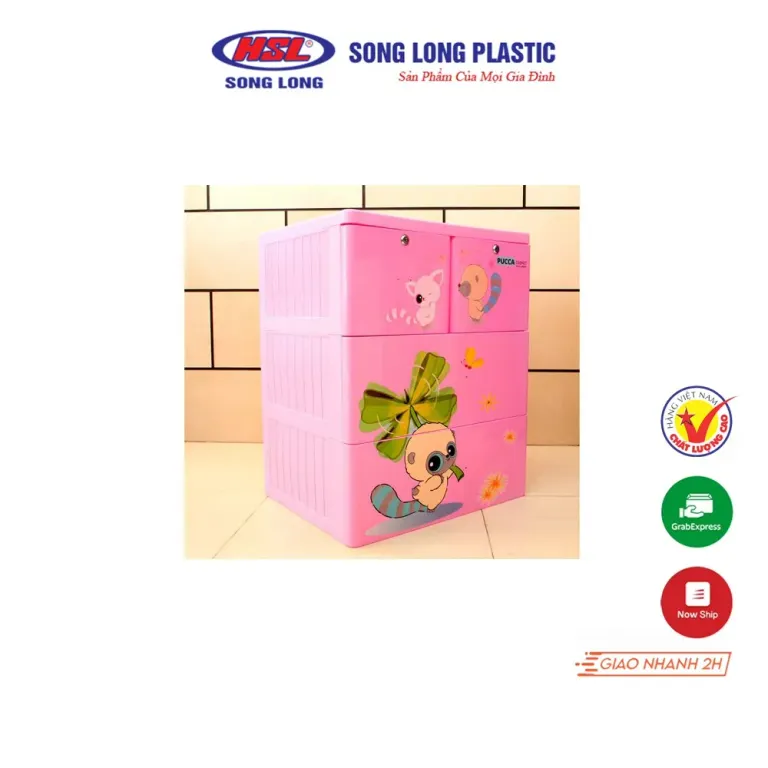 Tủ Quần Áo Trẻ Em Pucca 3 Tầng Song Long Plastic