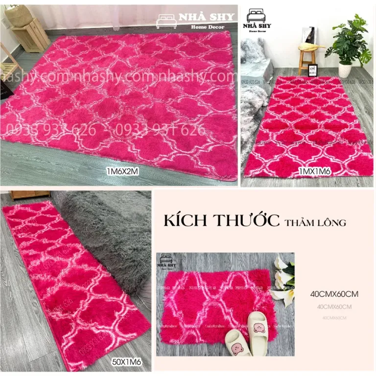 Thảm Lông Trải Sàn Mẫu Hình Thoi - Mẫu Mới Update - Size 1mx1m6 - 2mx1m6