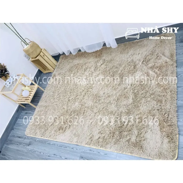 Thảm Lông Trải Sàn Màu Kem - Size 2mx1m6