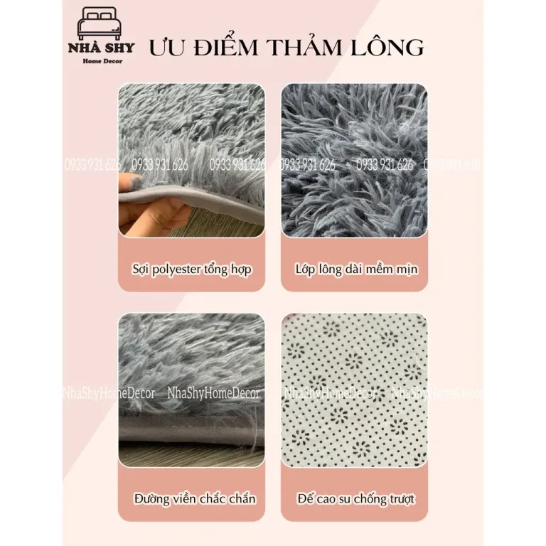 Thảm Lông Trải Sàn Trang Trí Nhà Cửa - Lót Phòng - Thảm Cạnh Giuờng Ngủ Màu Loang Size 40x1m2 - 50x1m6