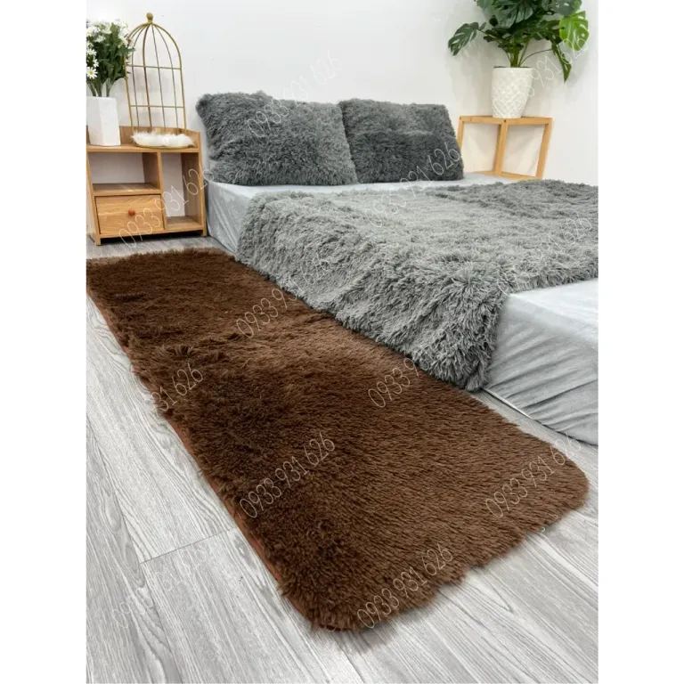 Thảm Lông Trải Sàn Trang Trí Nhà Cửa - Lót Phòng - Thảm Cạnh Giuờng Ngủ Màu Trơn Size 40x1m2 - 50x1m6