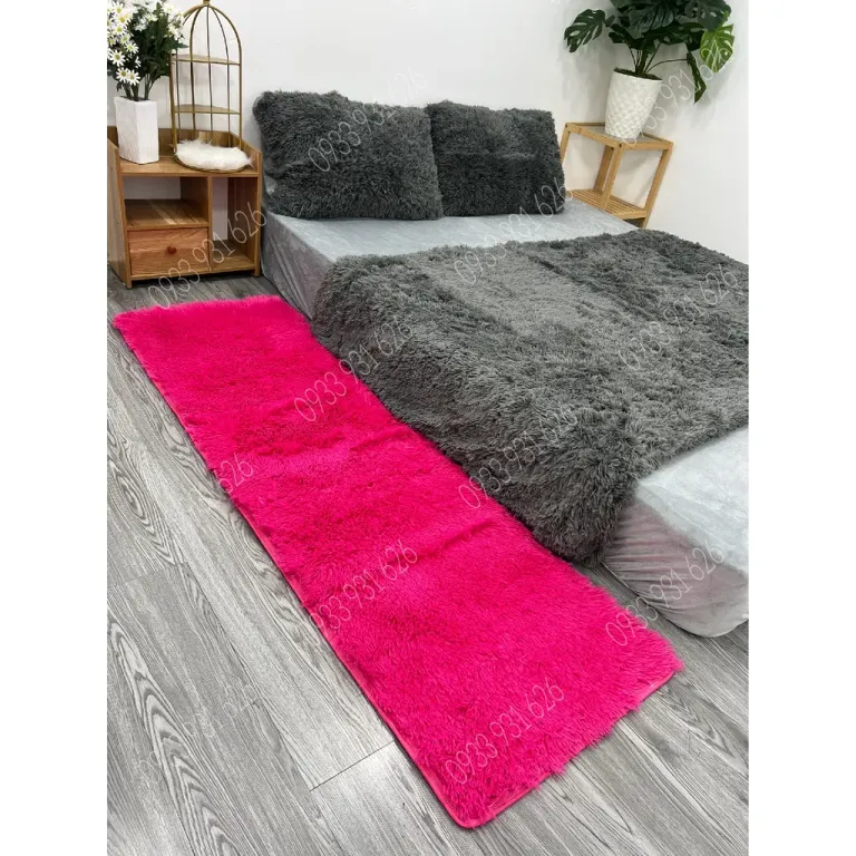 Thảm Lông Trải Sàn Trang Trí Nhà Cửa - Lót Phòng - Thảm Cạnh Giuờng Ngủ Màu Trơn Size 40x1m2 - 50x1m6