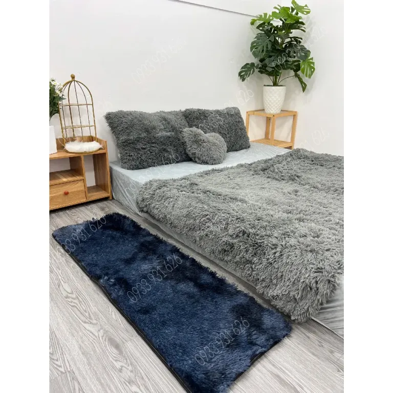 Thảm Lông Trải Sàn Trang Trí Nhà Cửa - Lót Phòng - Thảm Cạnh Giuờng Ngủ Màu Trơn Size 40x1m2 - 50x1m6