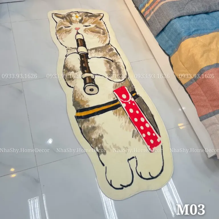 Thảm Trải Sàn Hình Chú Mèo Trang Trí Nhà Cửa Size 50x1m6