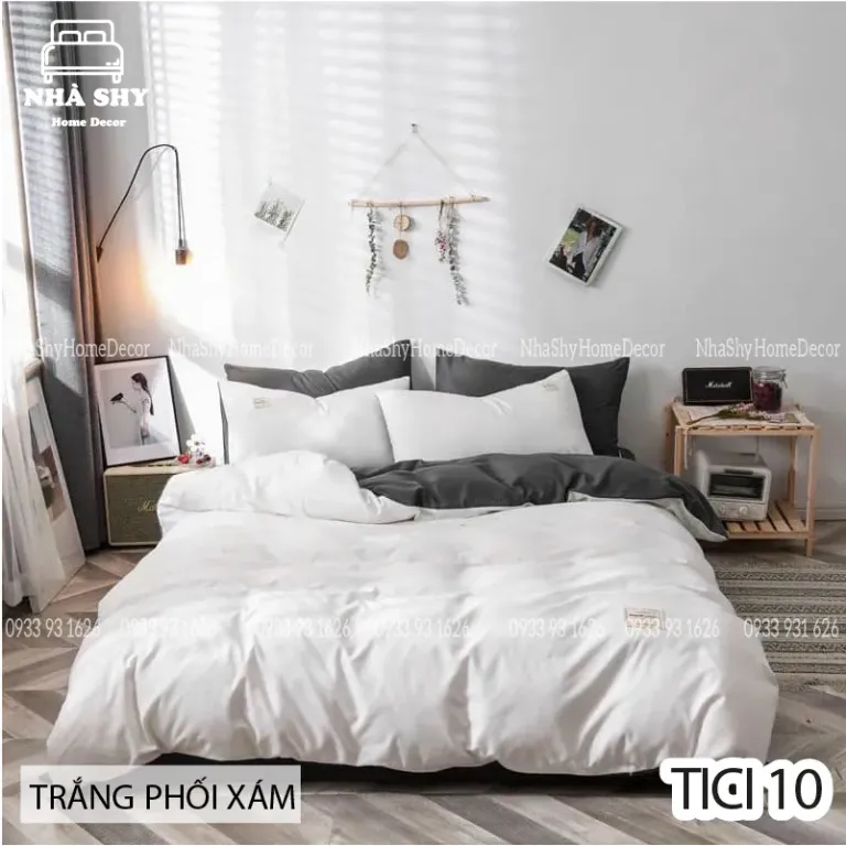 Trọn Bộ Chăn Ga Gối Cotton Tici - Set Vỏ Chăn - Màu Trơn - Phong Cách Hàn Quốc