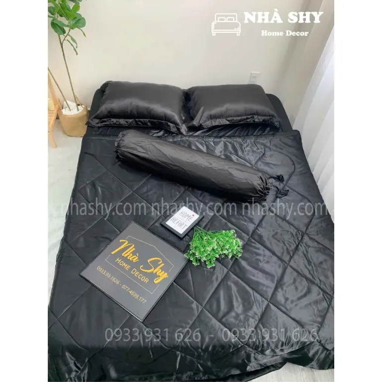 Trọn Bộ Dra Giường Phi Lụa Thái Tuấn Cao Cấp - Size 2Mx1M6